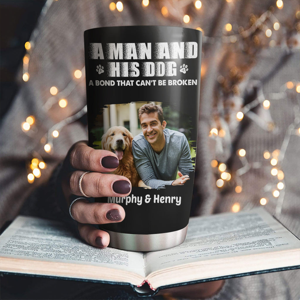 Custom Photo Father's day Birthday Gifts For Dog Dad, Dog Lovers • Best Dog Dad Ever Photo- Personalized Tumbler