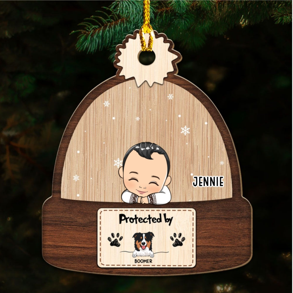 Protected By - Personalized Wood Ornament