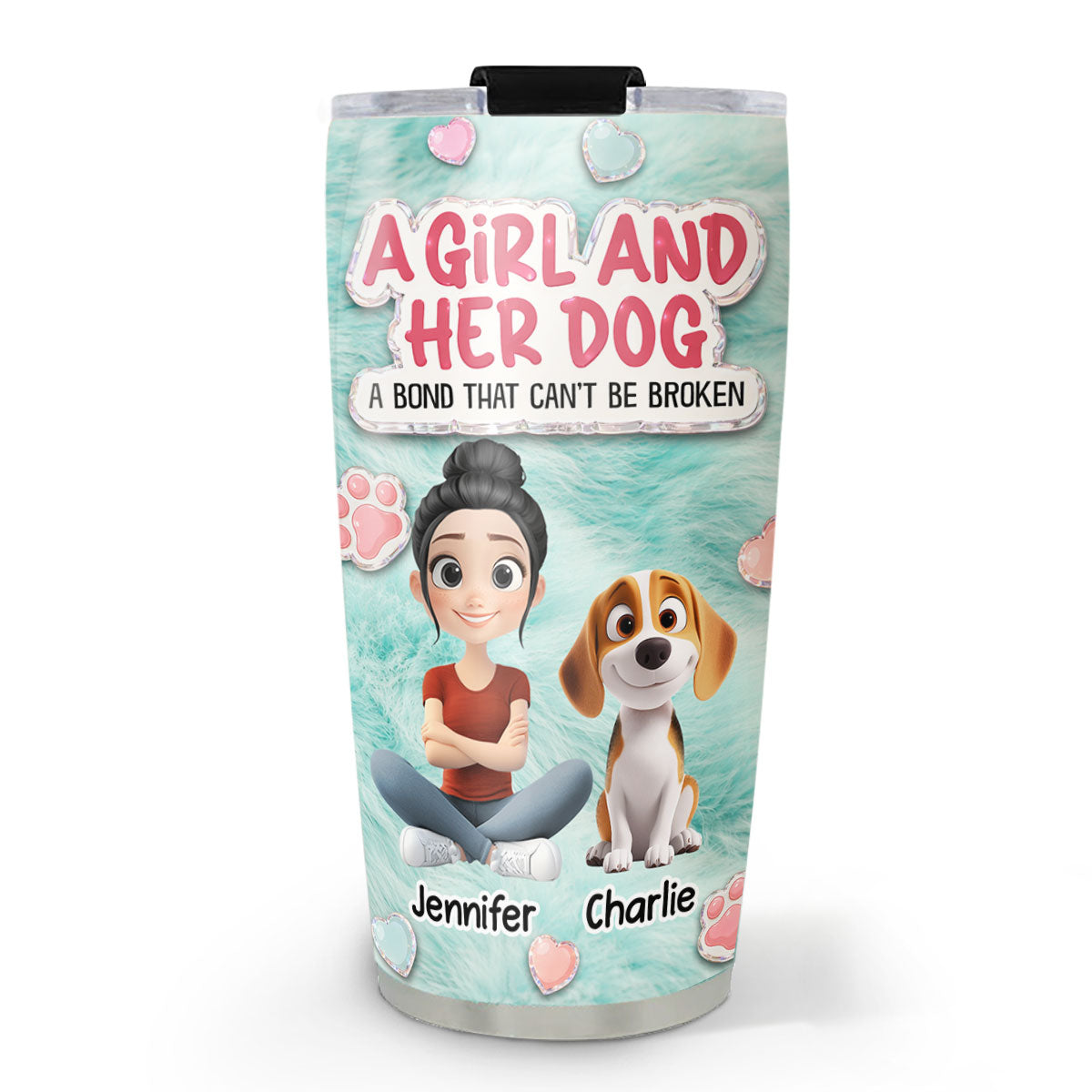 Custom Christmas Birthday Gifts For Dog Mom, Dog Lovers • Stuffy Cute Girl And Her Dogs - Personalized 3D Effect Tumbler