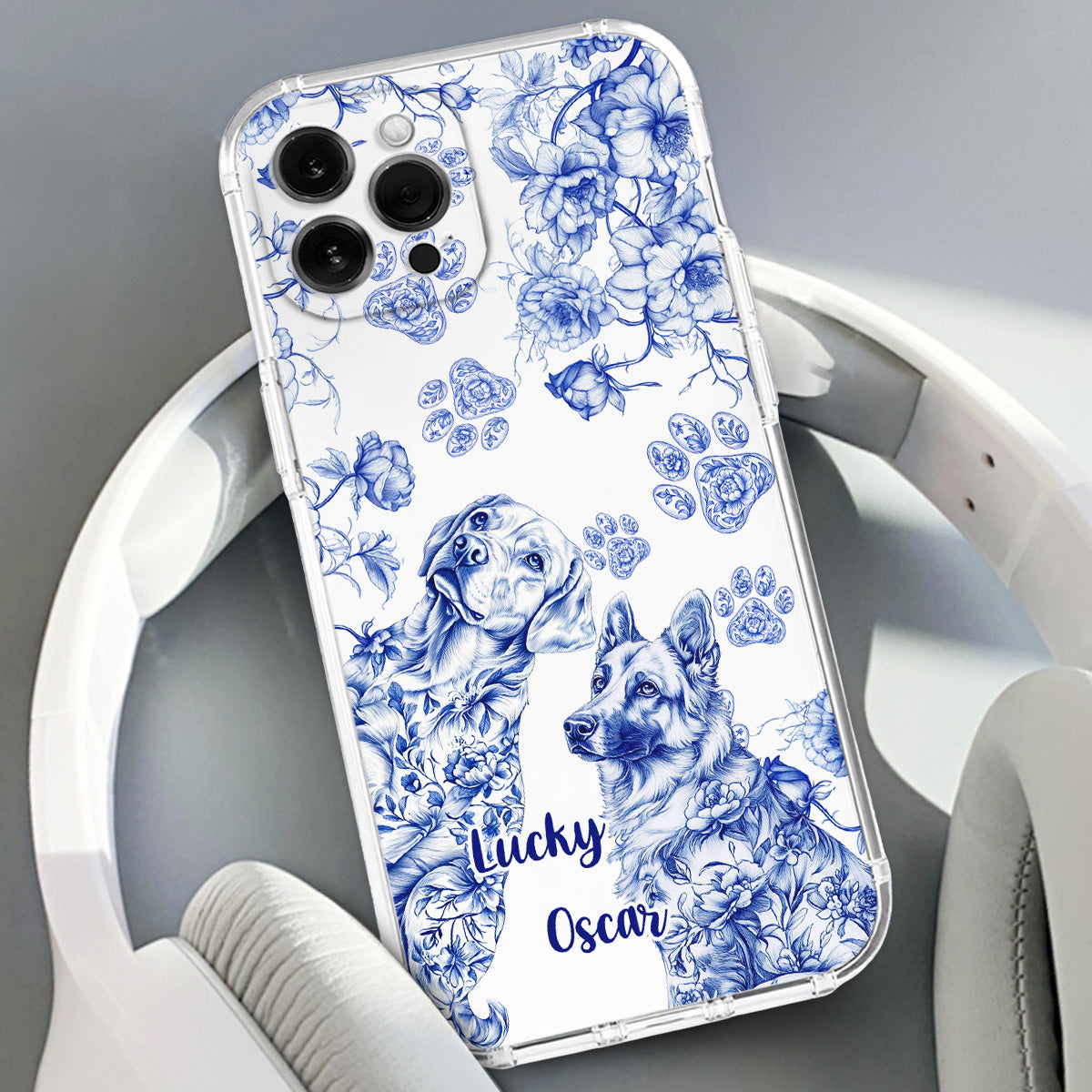 Dog Blue Toile - Personalized Phone Case