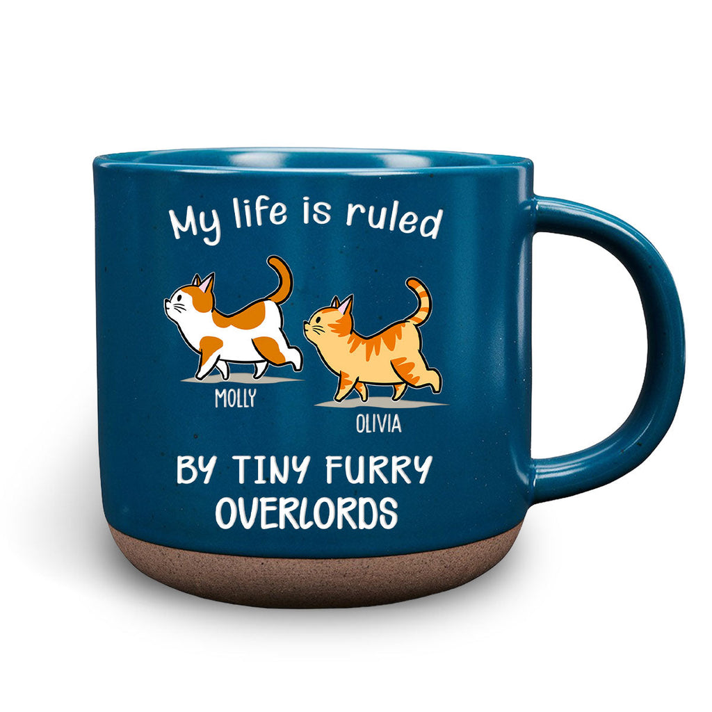 Custom Christmas Birthday Gifts For Cat Lovers • Ruled By Tiny Furry Overlords - Personalized Pottery Mug