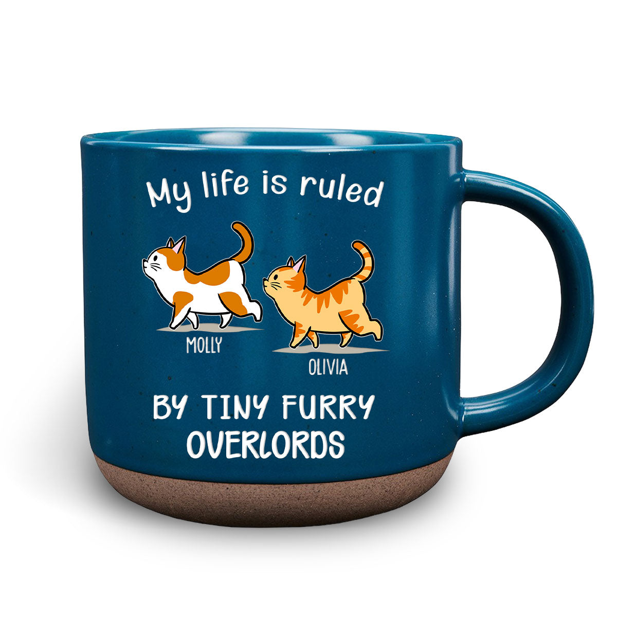 Custom Christmas Birthday Gifts For Cat Lovers • Ruled By Tiny Furry Overlords - Personalized Pottery Mug