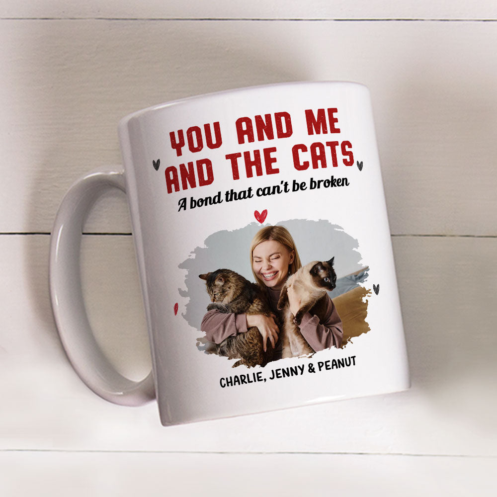 Custom Photo Christmas Birthday Gifts For Cat Lovers • You Me And The Cat Photo - Personalized Coffee Mug