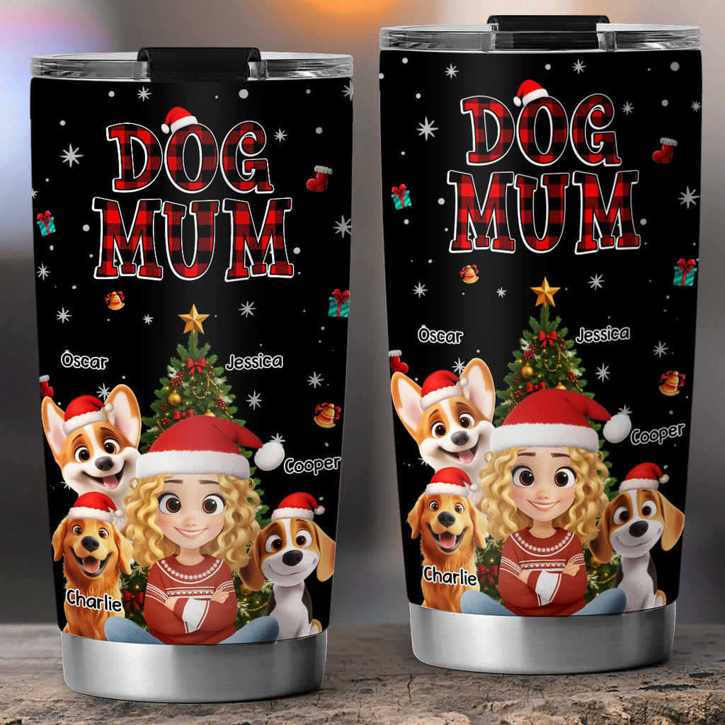 Custom Christmas Birthday Gifts For Dog Mom, Dog Lovers • Jolly Season - Personalized 3D Effect Tumbler