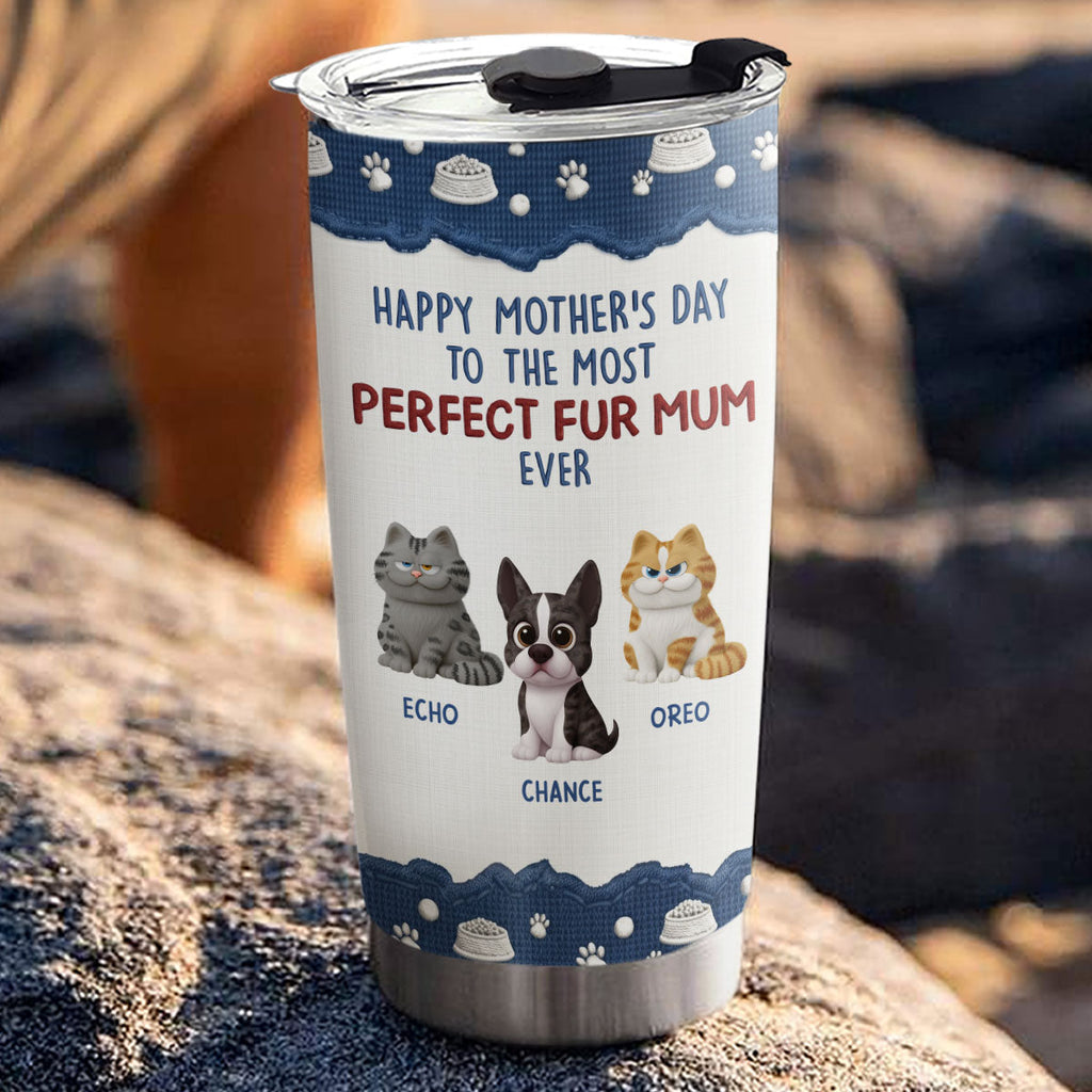 Custom Christmas Birthday Gifts For Pet Mom, Pet Lovers • Amazing Fur Mom Version 2 - Personalized Tumbler