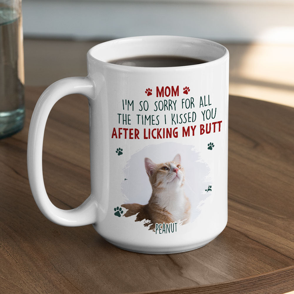 Custom Photo Christmas Birthday Gifts For Dog Lovers • Sorry Mom Dad Cat Version Photo - Personalized Coffee Mug