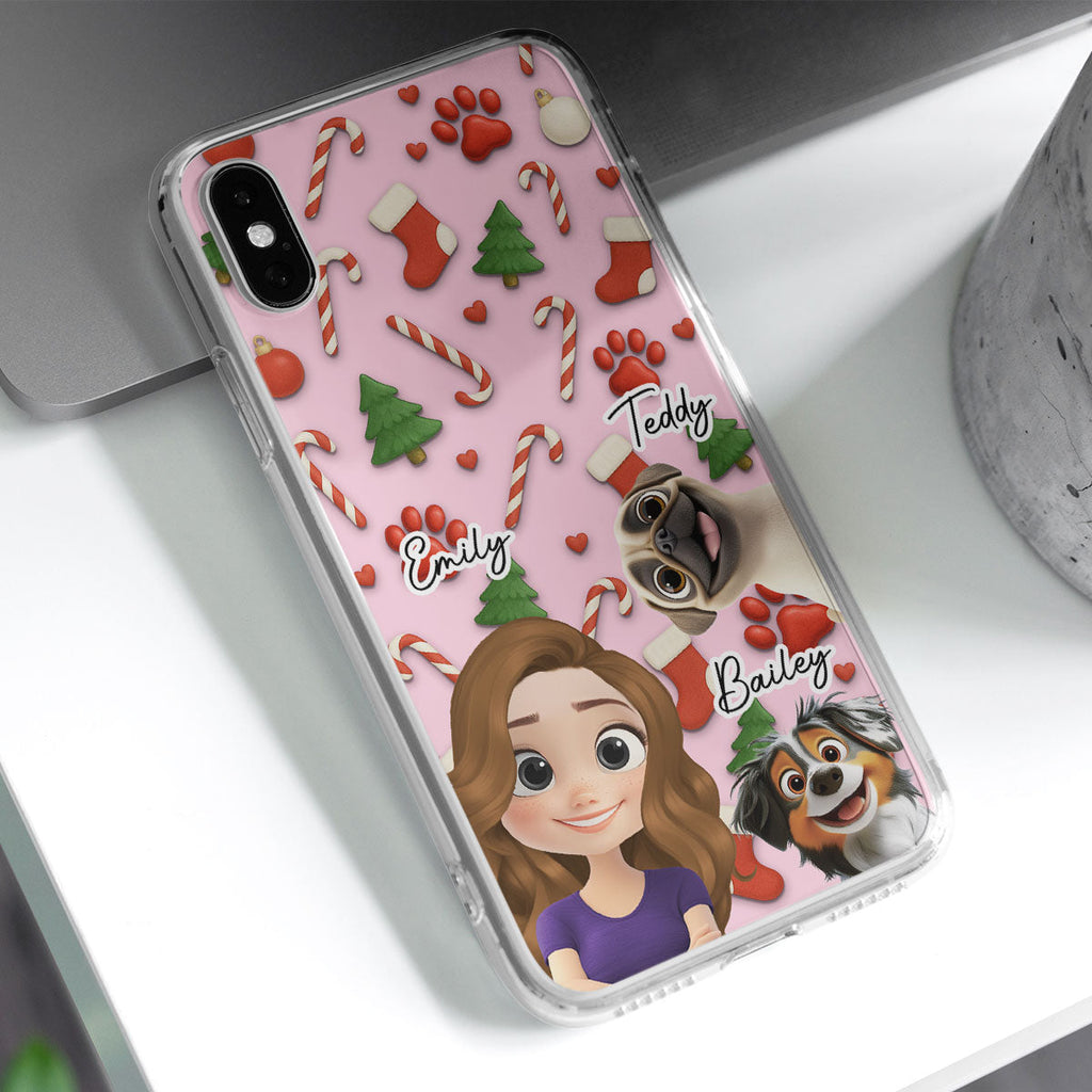 Dog And Human Cartoon Colorfull - Personalized Phone Case