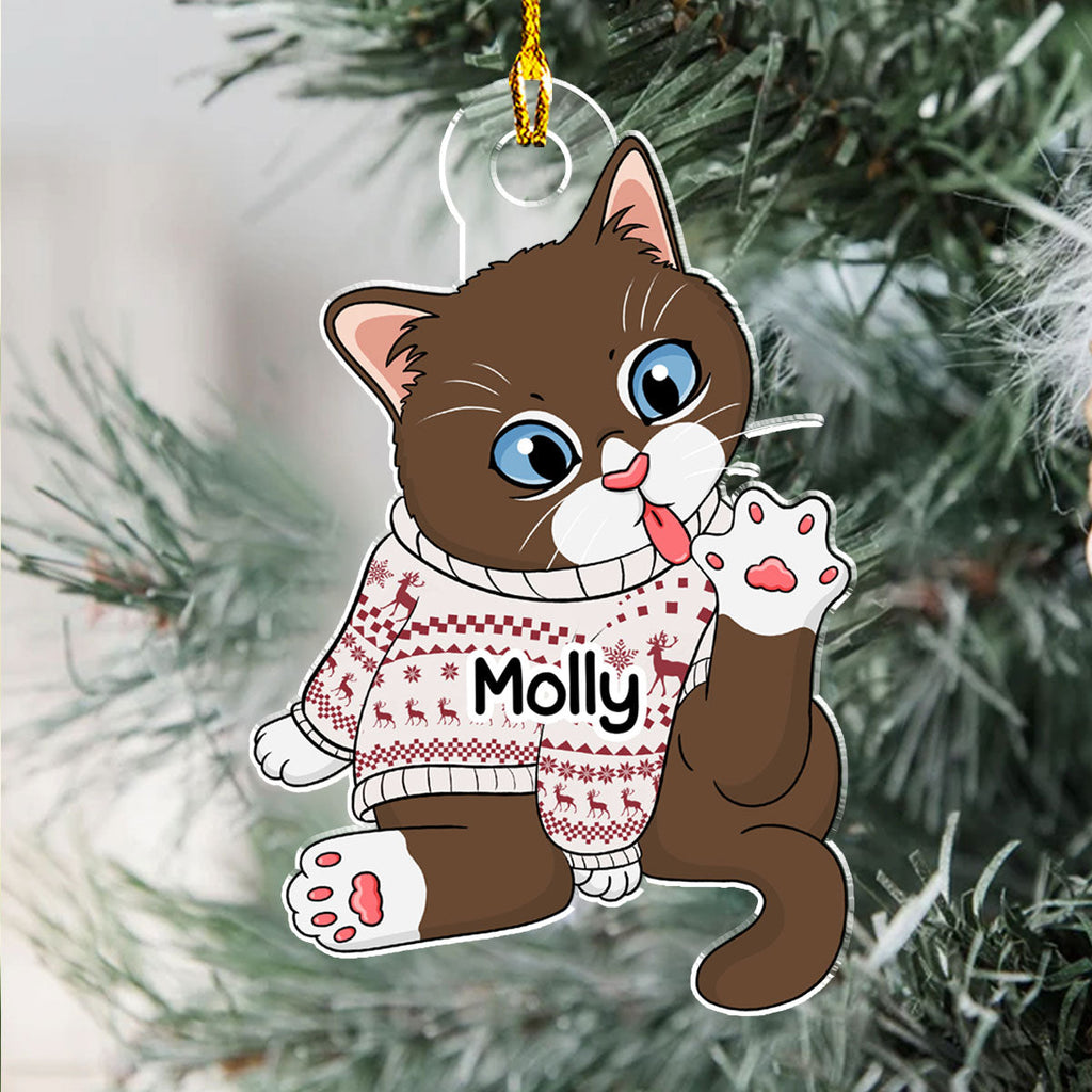Deck The Halls With Paws And Whiskers - Personalized Acrylic Ornament