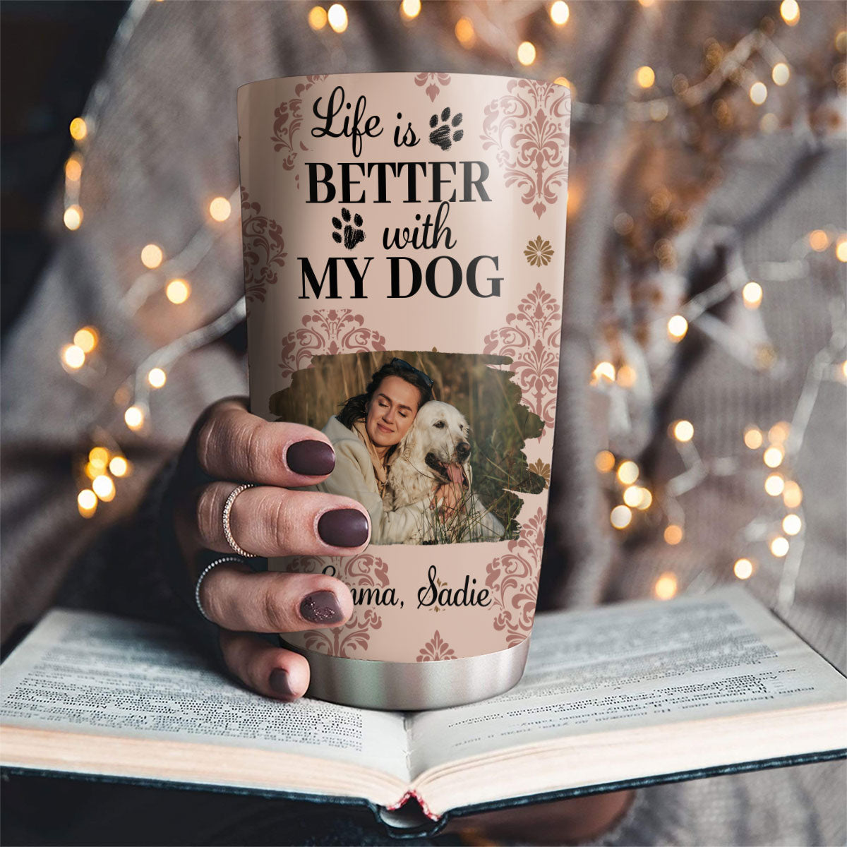 Custom Photo Christmas Birthday Gifts For Dog Mom, Dog Lovers • Life Is Better Dog Cartoon Photo - Personalized Tumbler