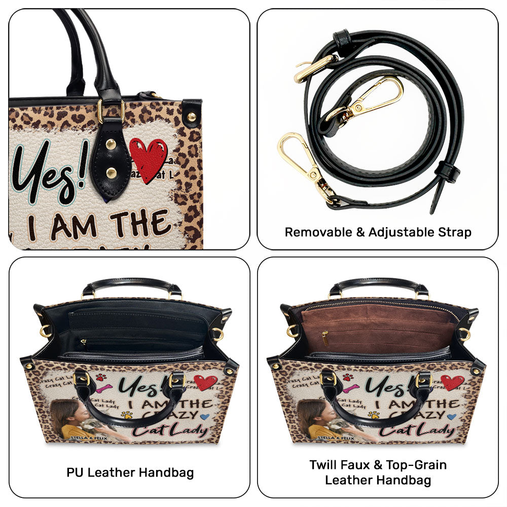 Crazy Dog Lady Photo - Personalized Leather Bag