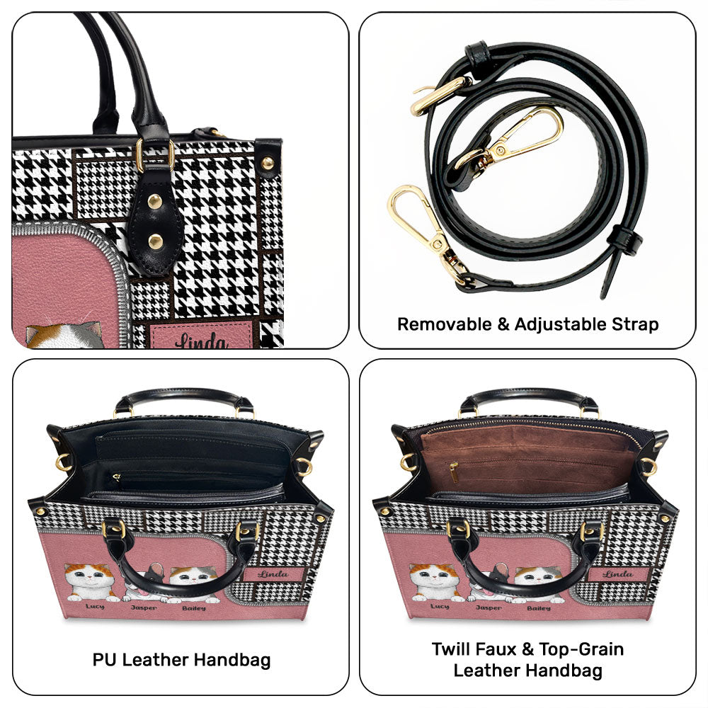 Houndstooth Pattern - Personalized Leather Bag