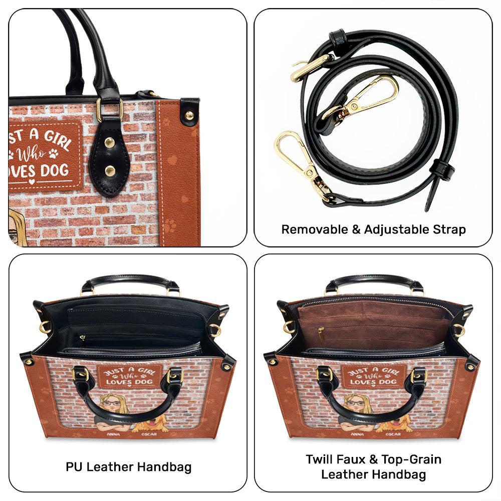 A Girl Loves Her Dogs - Personalized Leather Bag