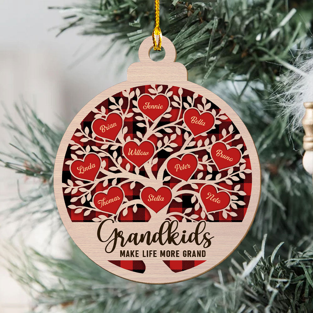 Grandkids Make Life More Grand - Personalized 1-layered Wood Ornament