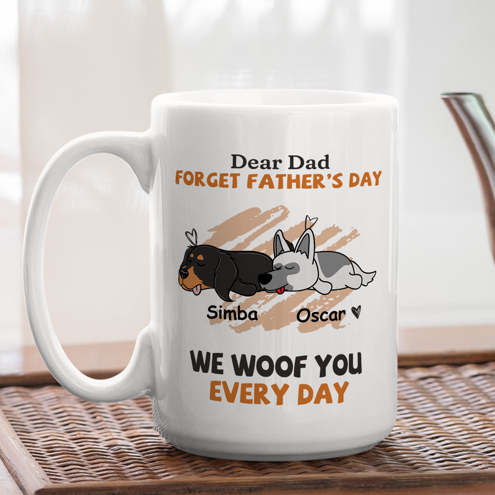 Custom Photo Christmas Birthday Gifts For Dog Lovers • Woof You Every Day Lying Dog - Personalized Coffee Mug
