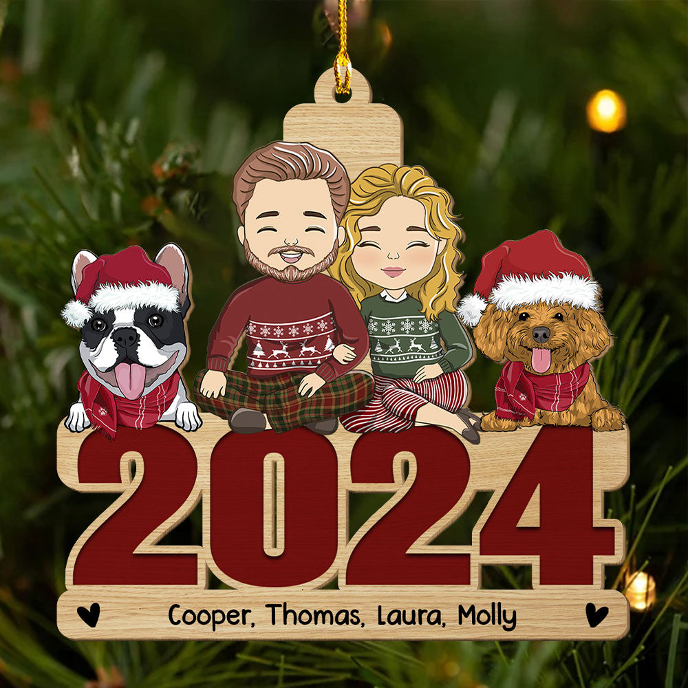 Holiday With Pets - Personalized 1-layered Wood Ornament