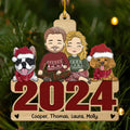 Holiday With Pets - Personalized 1-layered Wood Ornament