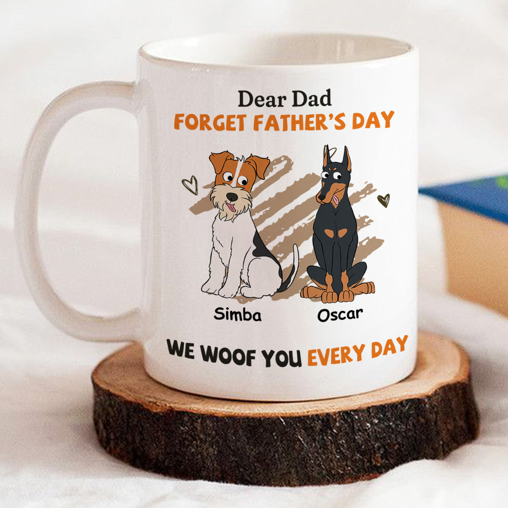 Custom Photo Christmas Birthday Gifts For Dog Dad, Dog Lovers • We Woof You Every Day - Personalized Coffee Mug
