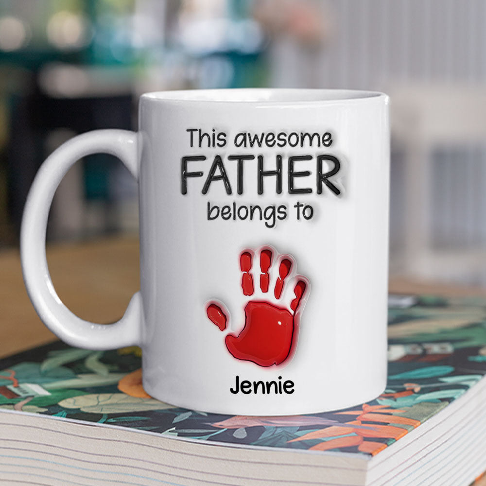 This Awesome Dad Grandpa Belongs To - Personalized 3D Inflated Effect Mug