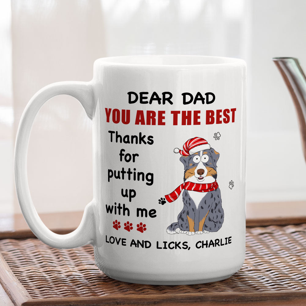 Custom Photo Christmas Birthday Gifts For Dog Lovers • Dad Is Best - Personalized Coffee Mug