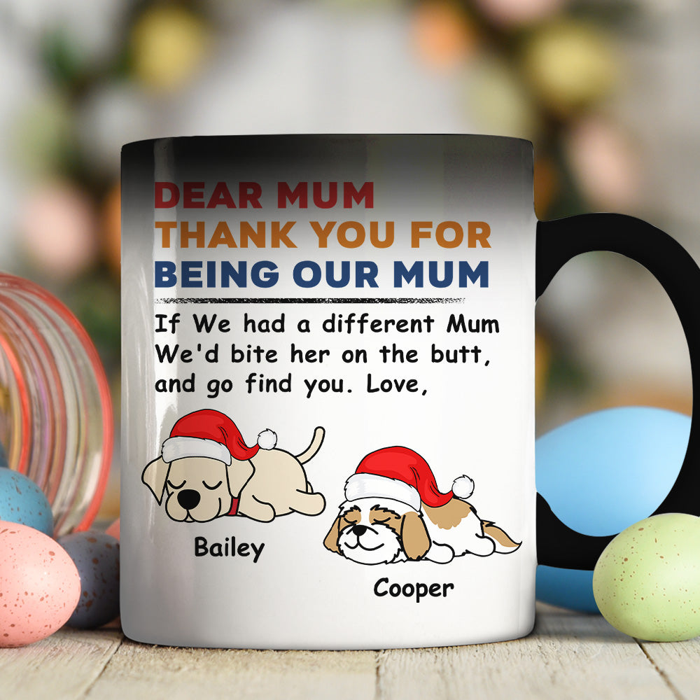 Custom Photo Christmas Birthday Gifts For Dog Lovers • Bite The Butt Christmas - Personalized Color Changing Mug