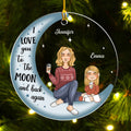Grandma & Grandkid On Moon - Personalized Acrylic Ornament