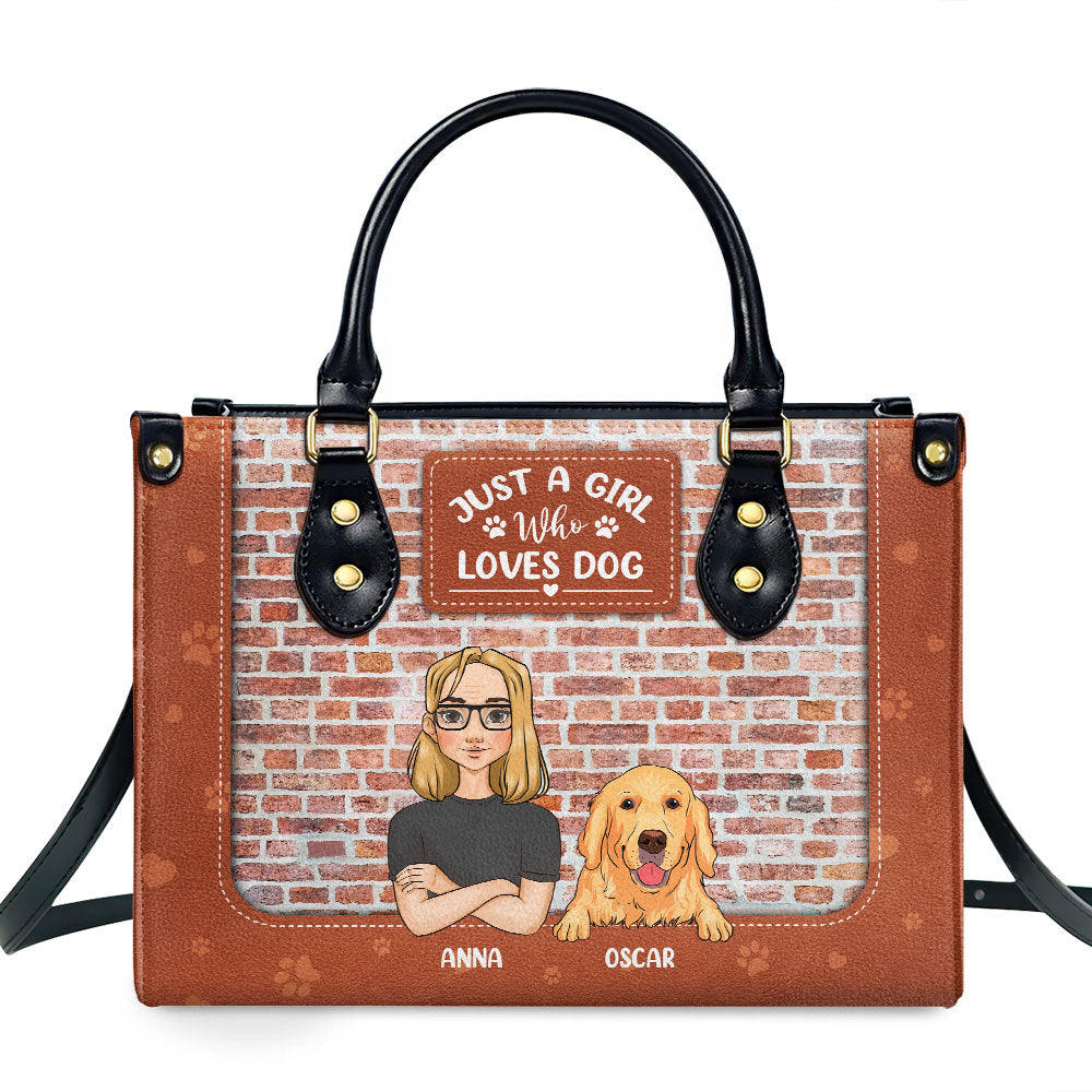 A Girl Loves Her Dogs - Personalized Leather Bag