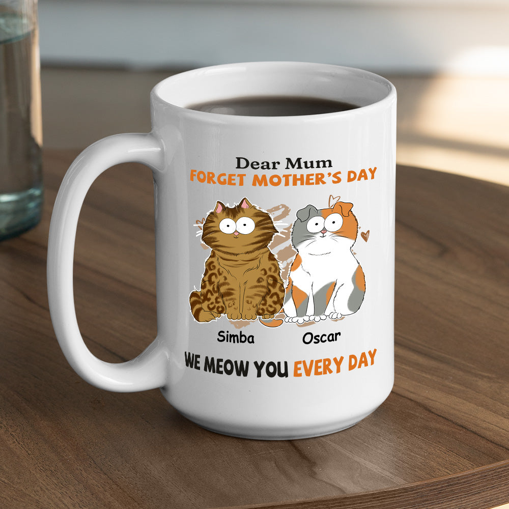 Custom Photo Mother's day Birthday Gifts For Cat Mom, Cat Lovers • I Meow You Every Day Mom - Personalized Coffee Mug