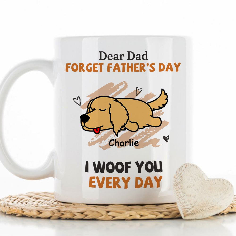 Custom Photo Christmas Birthday Gifts For Dog Lovers • Woof You Every Day Lying Dog - Personalized Coffee Mug