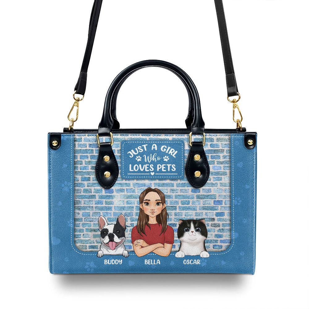 A Girl Loves Her Dogs - Personalized Leather Bag