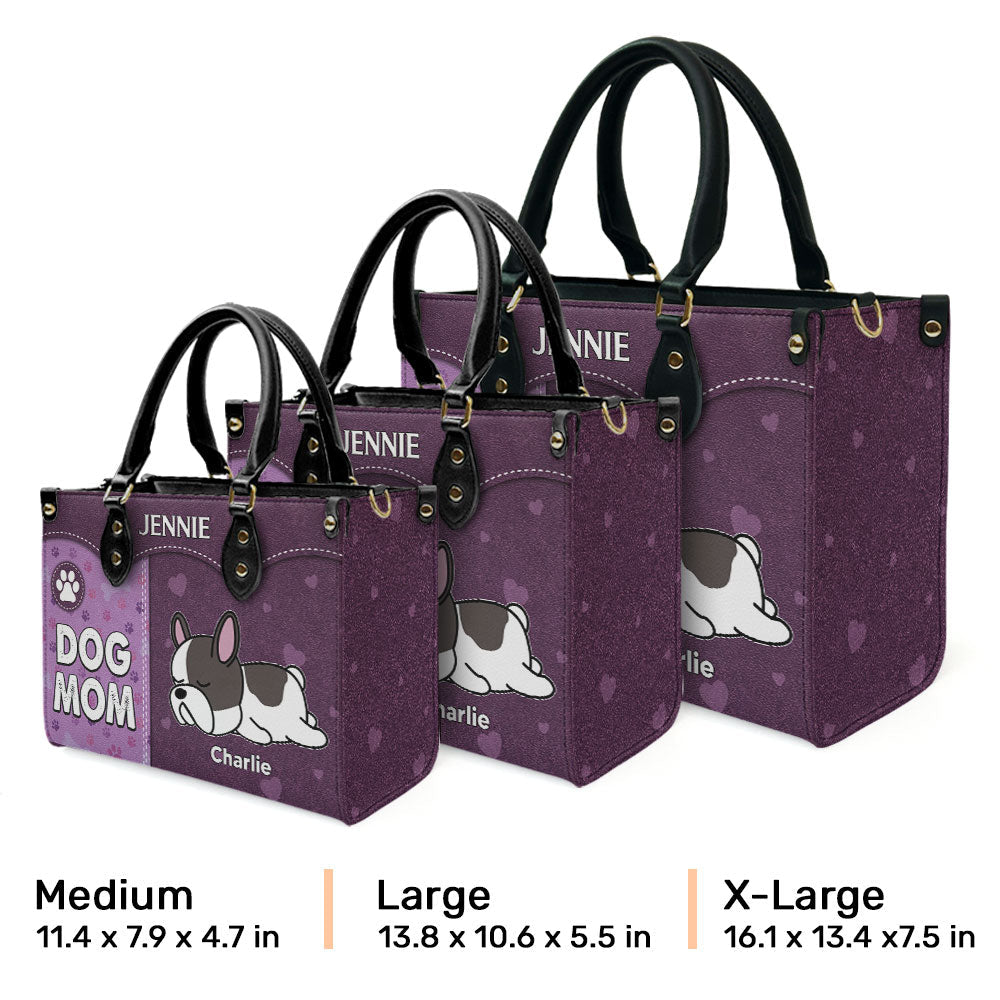 Dog Mom With Paw Print - Personalized Leather Bag