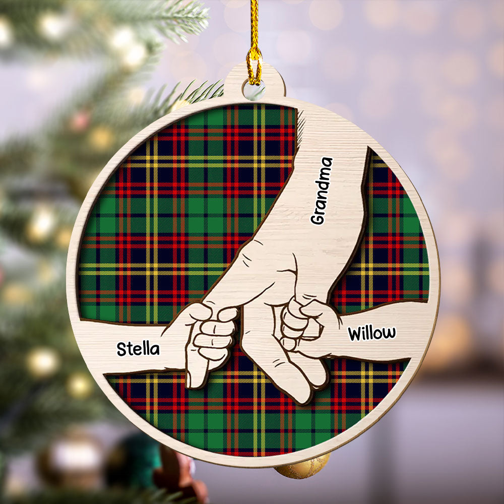 Hold Grandma Hand - Personalized 1-layered Wood Ornament