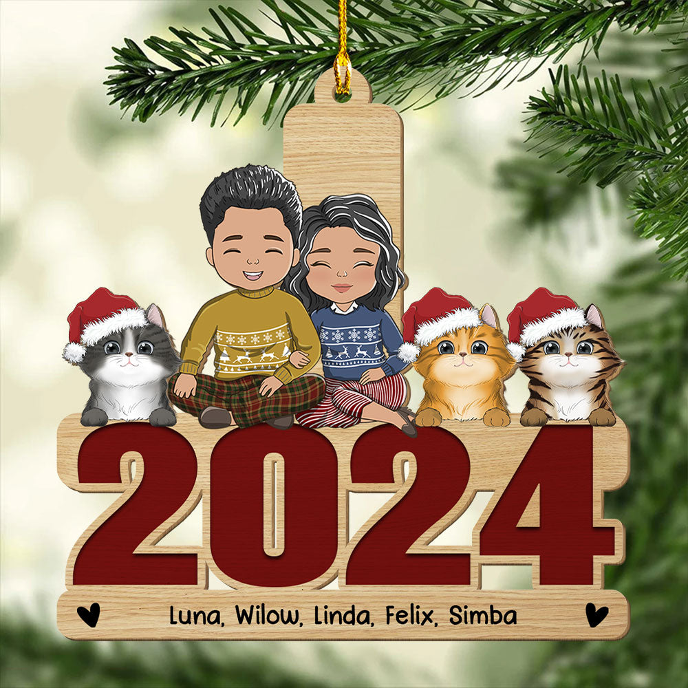 Holiday With Pets - Personalized 1-layered Wood Ornament