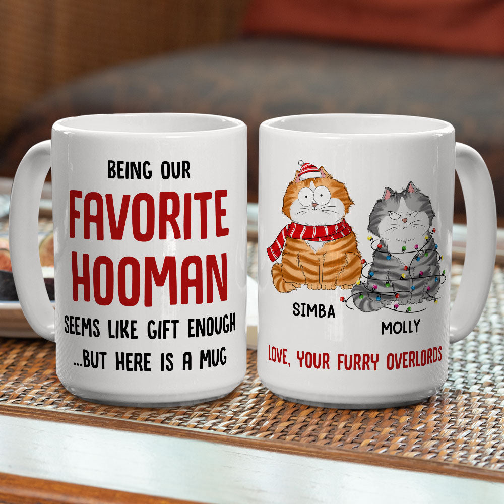 Custom Photo Mother's day Birthday Gifts For Cat Mom, Cat Lovers • Being Favorite Hooman - Personalized Coffee Mug