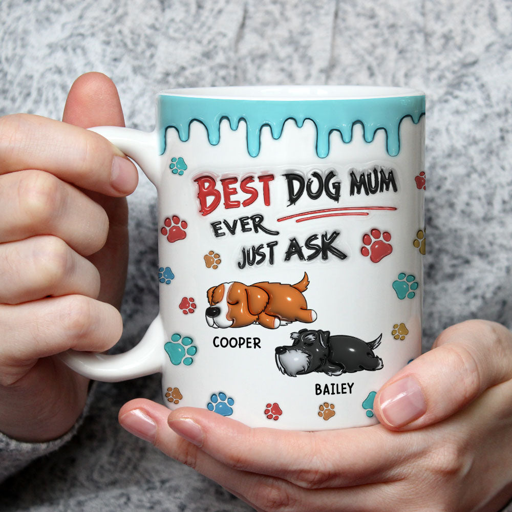 Custom Christmas Birthday Gifts For Dog Dad, Dog Lovers • Best Dog Dad Ever - Personalized 3D Inflated Effect Mug