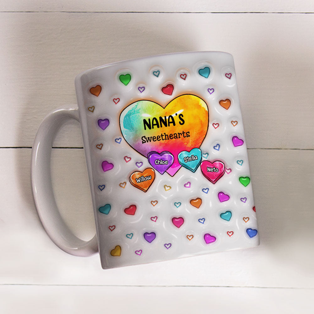 Colorful Sweethearts Grandma - Personalized 3D Inflated Effect Mug