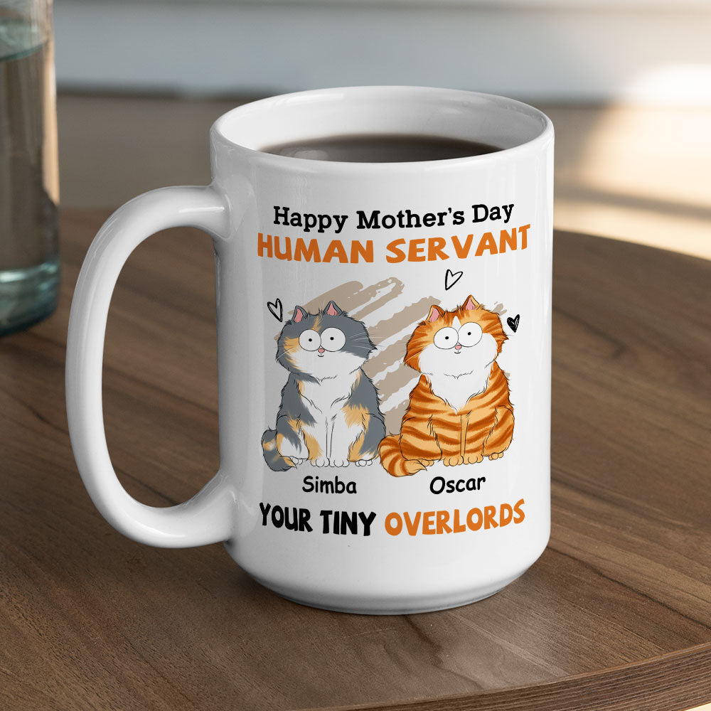 Custom Photo Mother's day Birthday Gifts For Cat Mom, Cat Lovers • To My Human Servant Mom - Personalized Coffee Mug