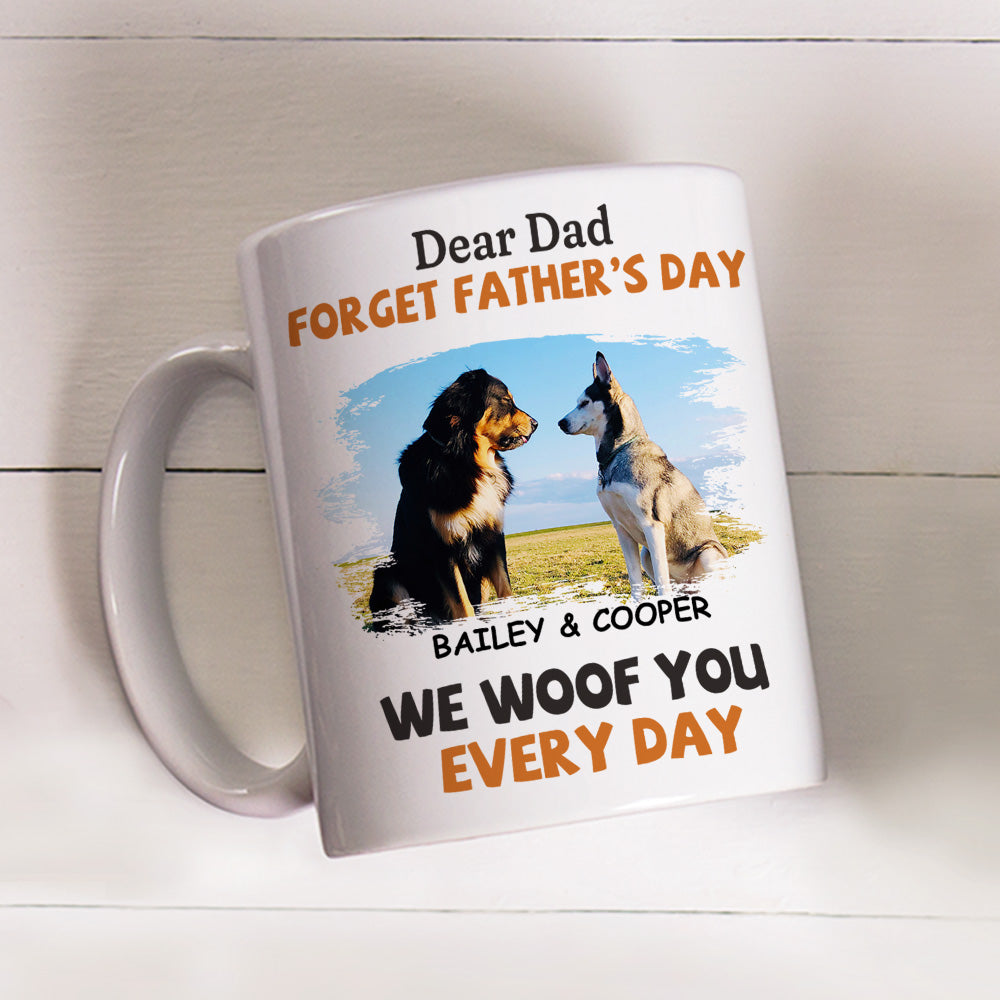 Custom Photo Christmas Birthday Gifts For Dog Lovers • Woof You Every Day Lying Dog - Personalized Coffee Mug