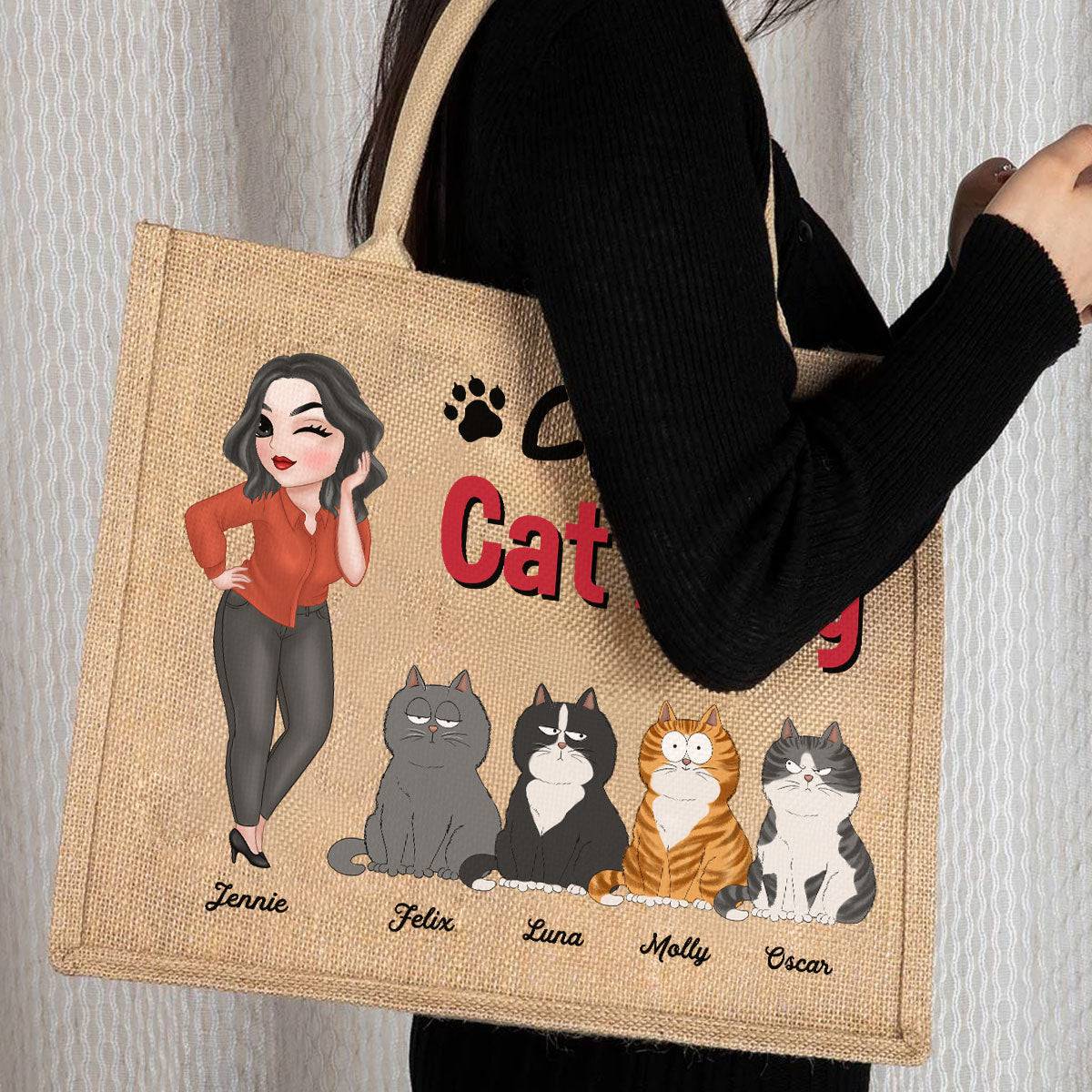 A Crazy Cat Lady - Personalized Jute Tote Bag