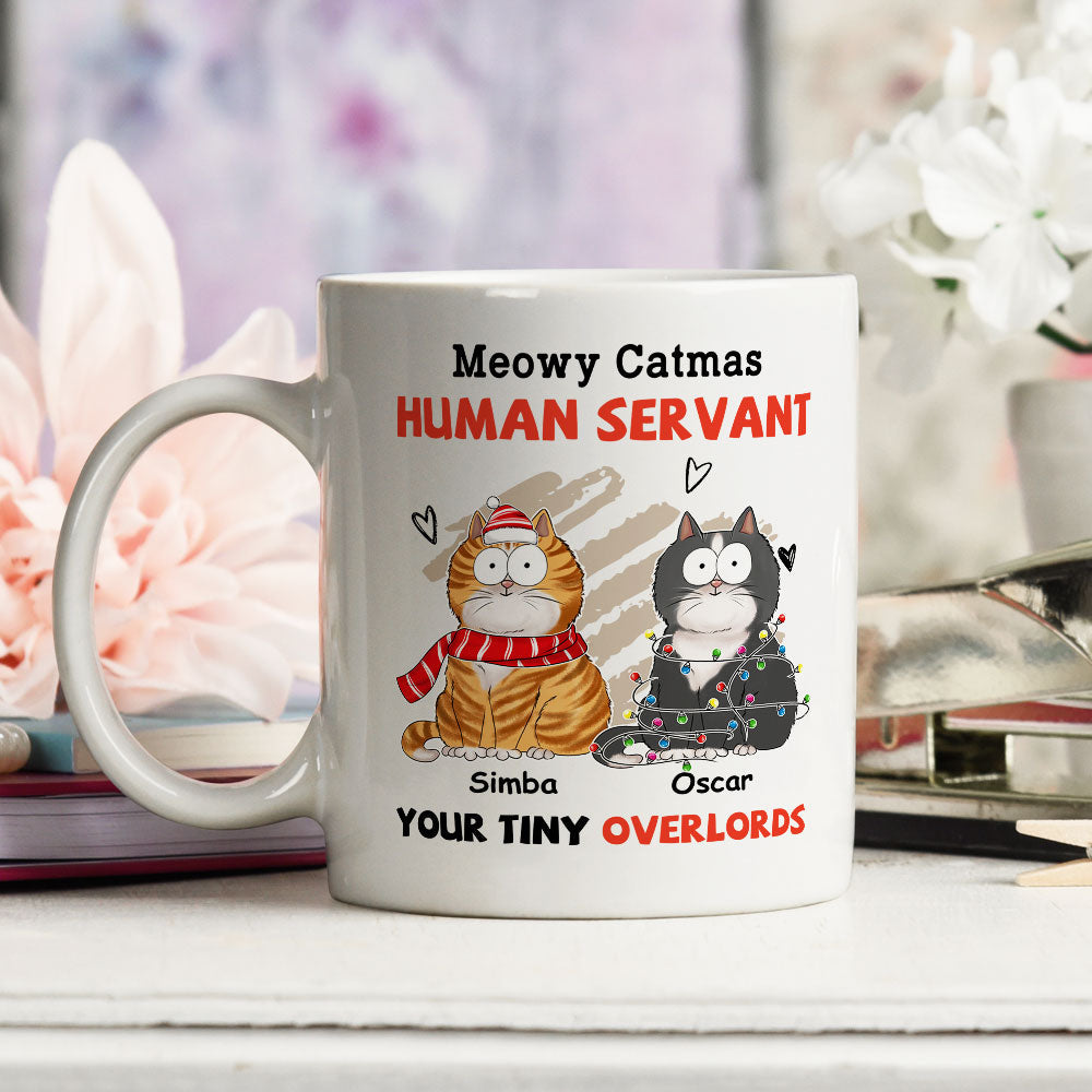 Custom Photo Mother's day Birthday Gifts For Cat Mom, Cat Lovers • Meowy Catmas Servant - Personalized Coffee Mug
