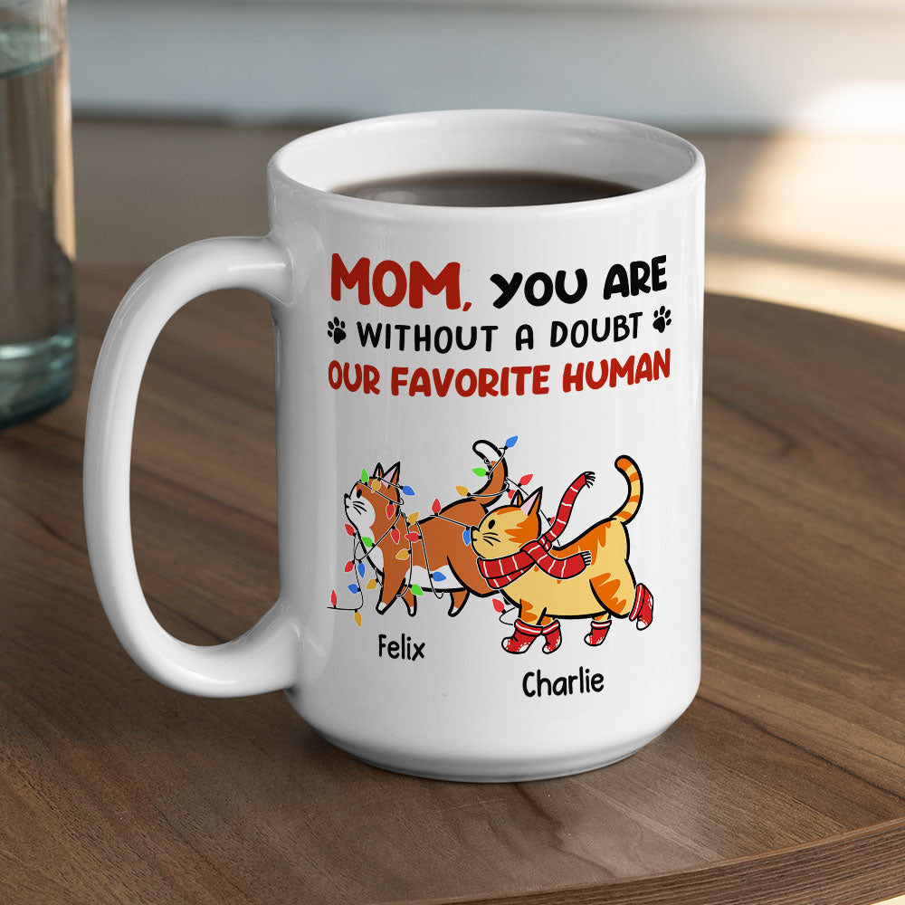 Custom Photo Mother's day Birthday Gifts For Cat Mom, Cat Lovers • Favorite Human No Doubt - Personalized Coffee Mug