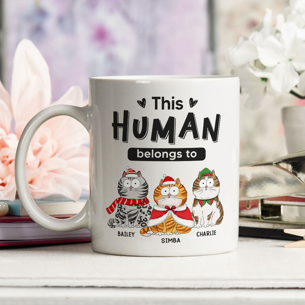 Custom Photo Mother's day Birthday Gifts For Cat Mom, Cat Lovers • Belongs To Cats Christmas - Personalized Coffee Mug