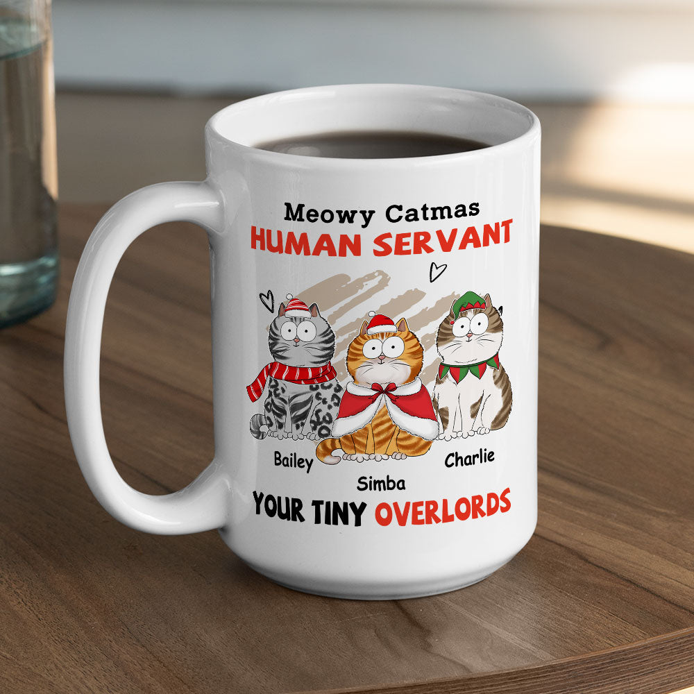 Custom Photo Mother's day Birthday Gifts For Cat Mom, Cat Lovers • Meowy Catmas Servant - Personalized Coffee Mug