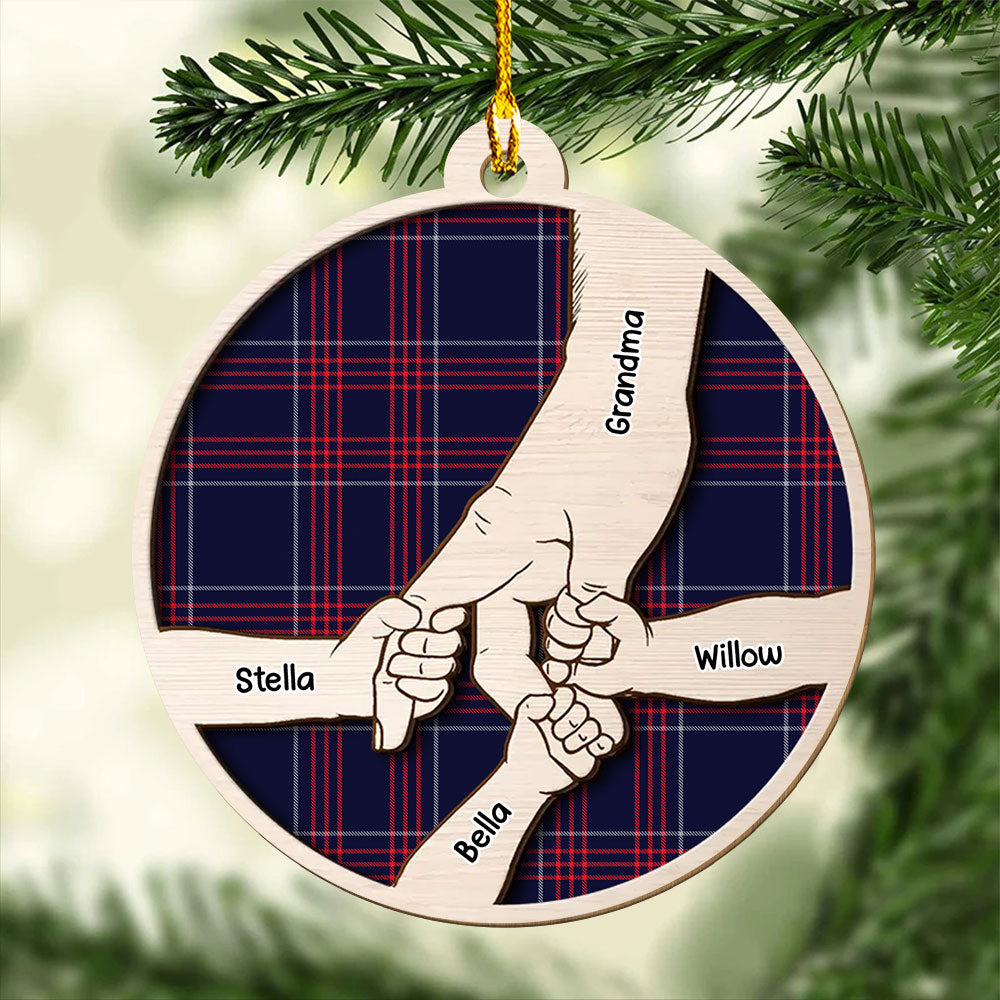 Hold Grandma Hand - Personalized 1-layered Wood Ornament