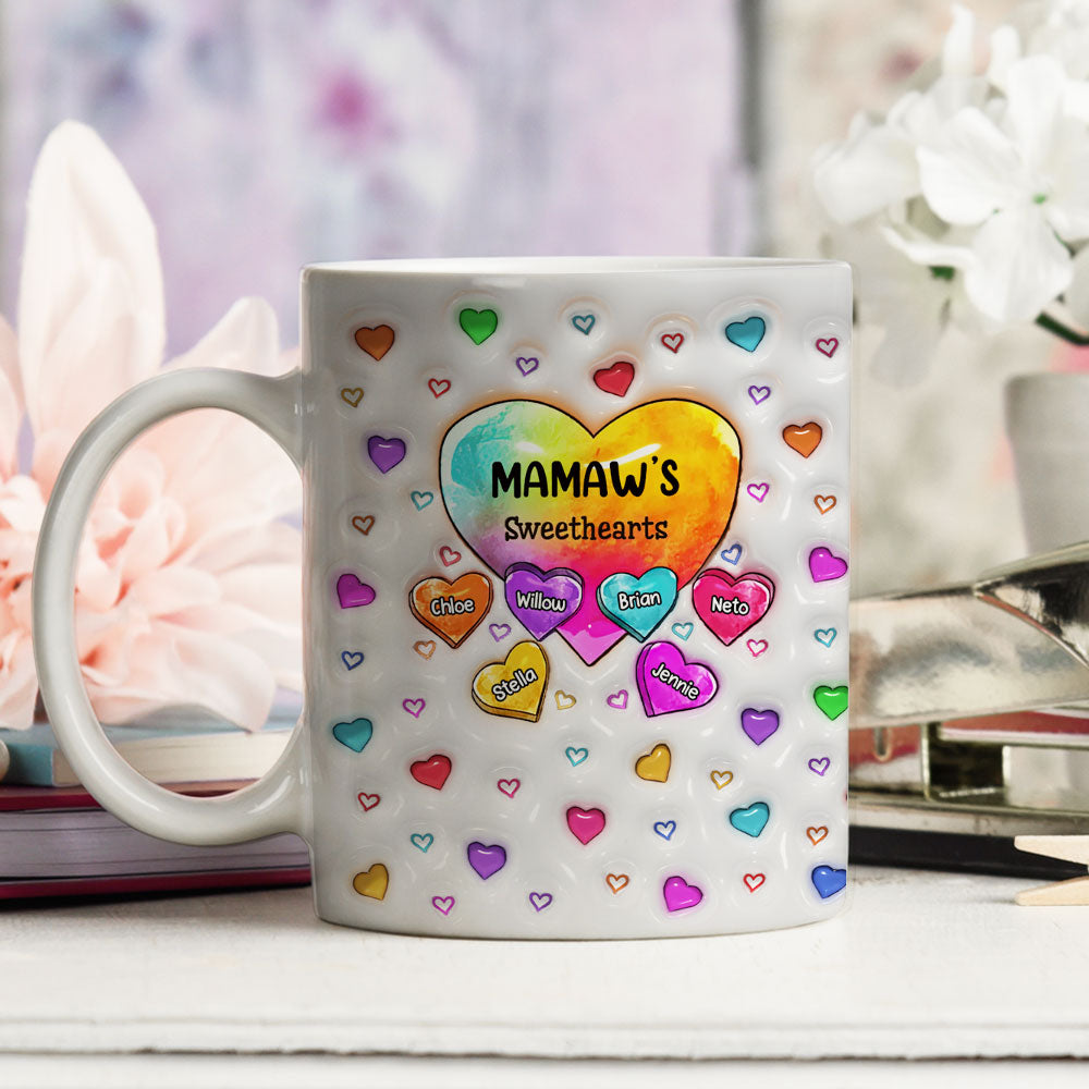 Colorful Sweethearts Grandma - Personalized 3D Inflated Effect Mug