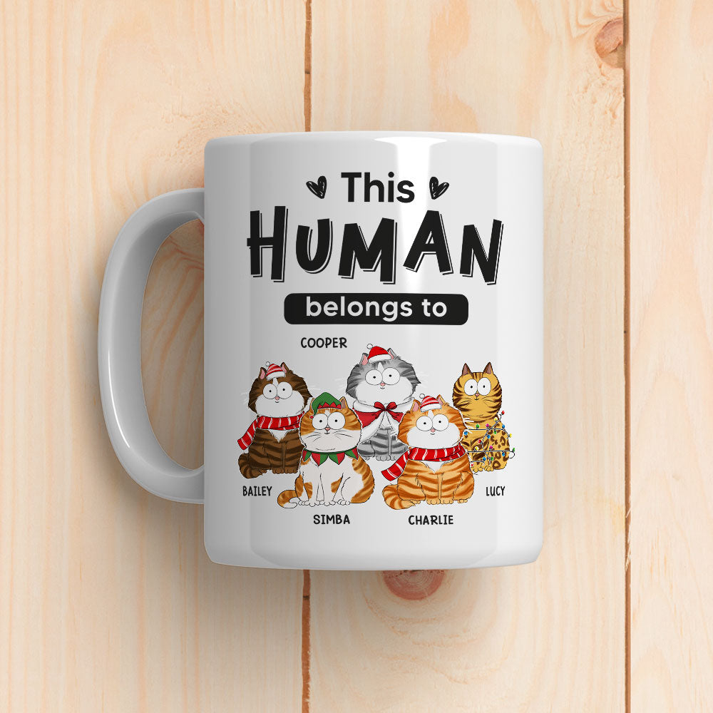 Custom Photo Mother's day Birthday Gifts For Cat Mom, Cat Lovers • Belongs To Cats Christmas - Personalized Coffee Mug