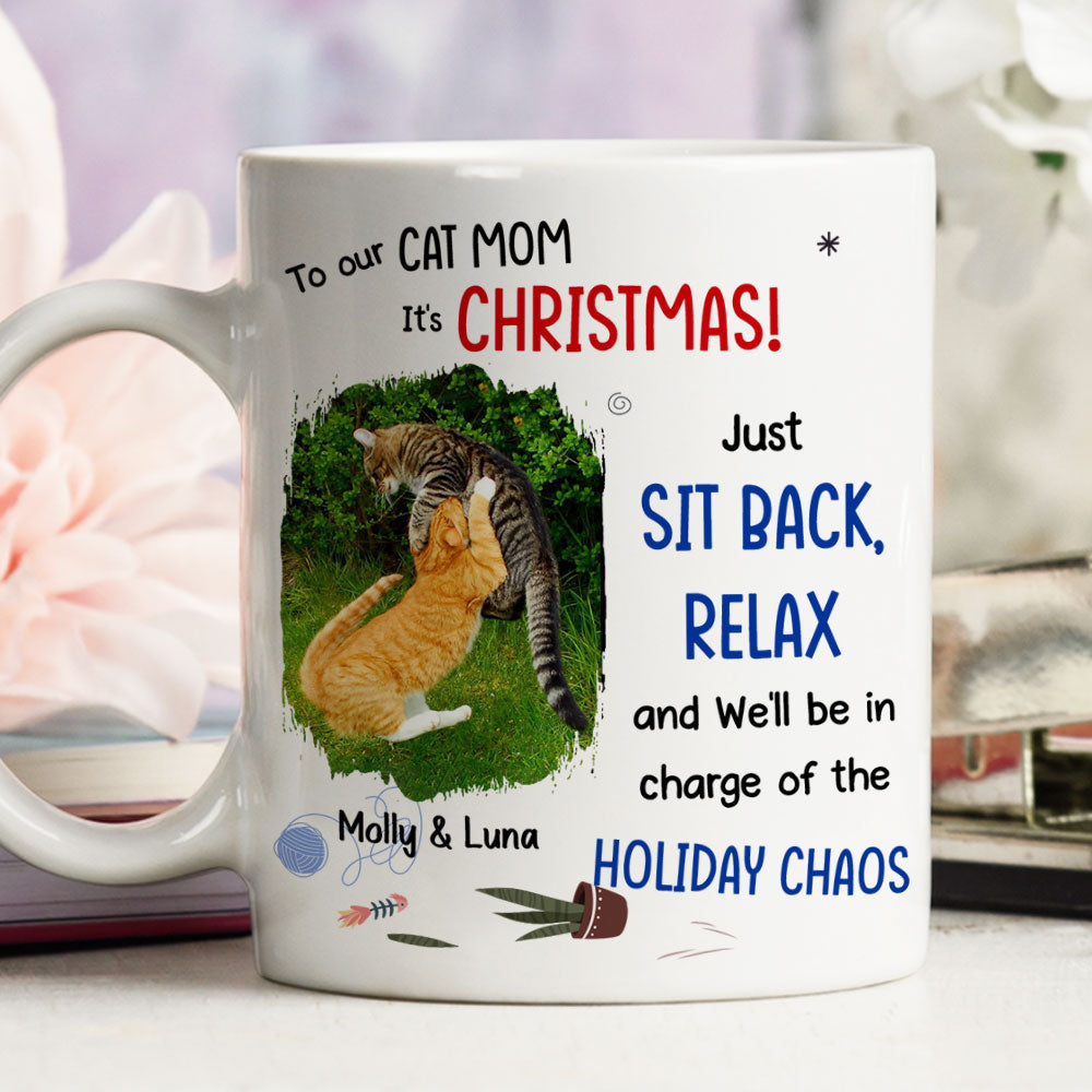 Custom Photo Mother's day Birthday Gifts For Cat Mom, Cat Lovers • Let Cats Be In Charge Of The Chaos Photo - Personalized Coffee Mug