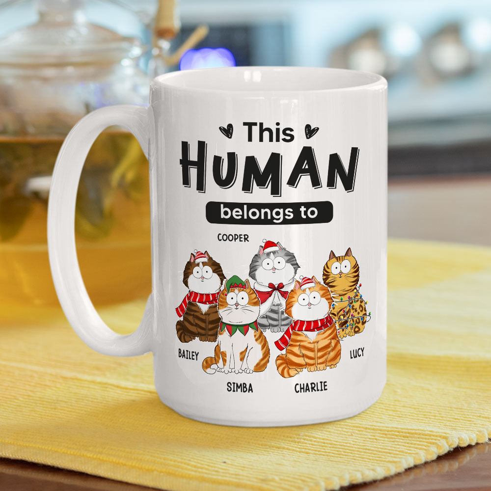 Custom Photo Mother's day Birthday Gifts For Cat Mom, Cat Lovers • Belongs To Cats Christmas - Personalized Coffee Mug