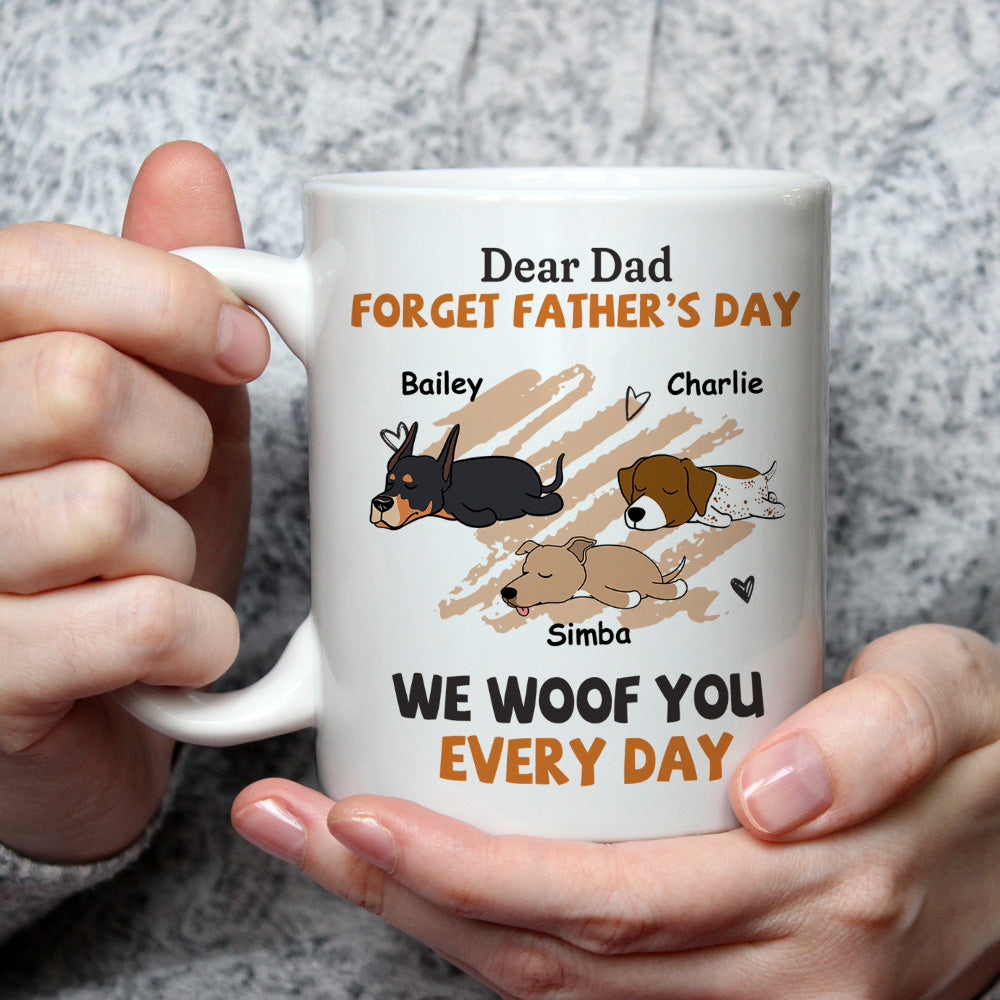 Custom Photo Christmas Birthday Gifts For Dog Lovers • Woof You Every Day Lying Dog - Personalized Coffee Mug