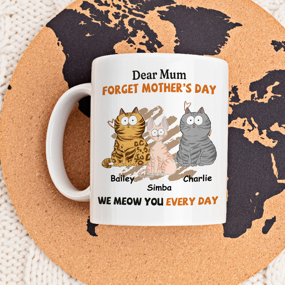 Custom Photo Mother's day Birthday Gifts For Cat Mom, Cat Lovers • I Meow You Every Day Mom - Personalized Coffee Mug