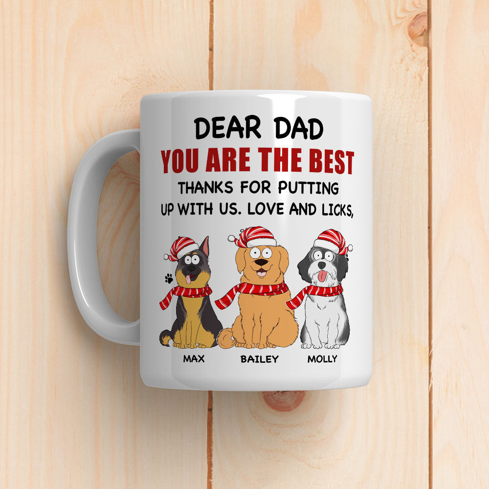 Custom Photo Christmas Birthday Gifts For Dog Lovers • Dad Is Best - Personalized Coffee Mug
